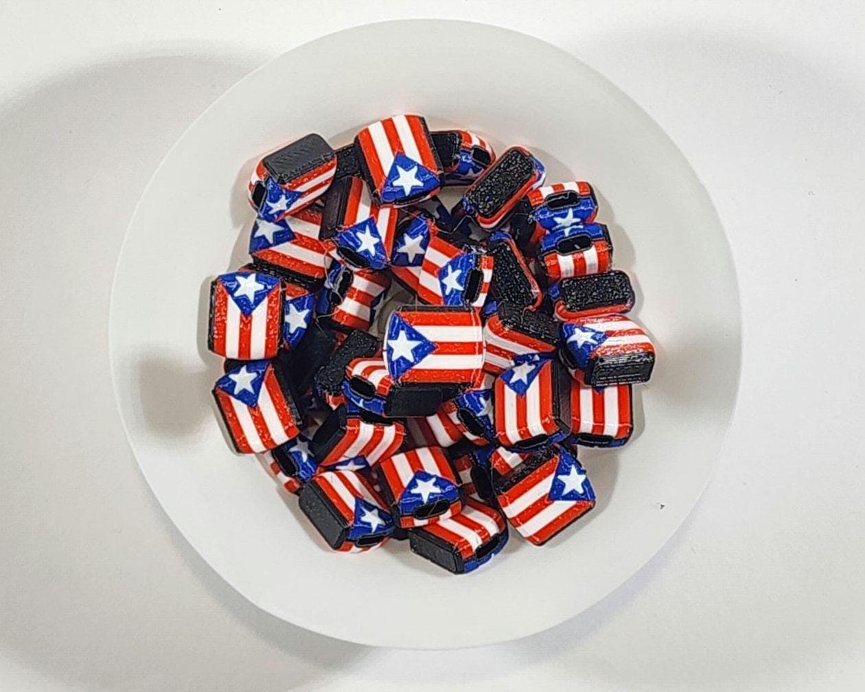 Caribbean Flag Jewelry Beads for Hair or Charms: Puerto Rico