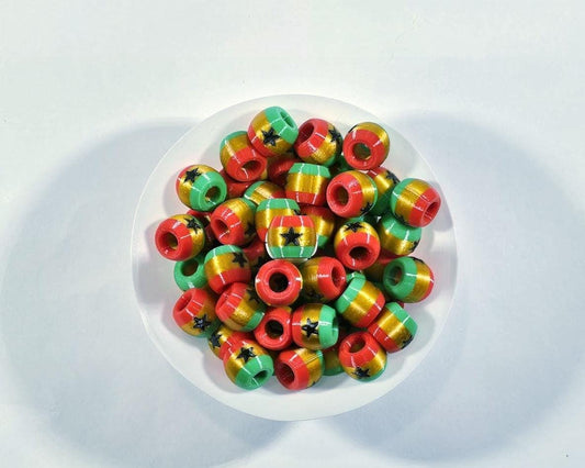 Ghanaian Flag Jewelry Beads for Hair or Charms: Ghana