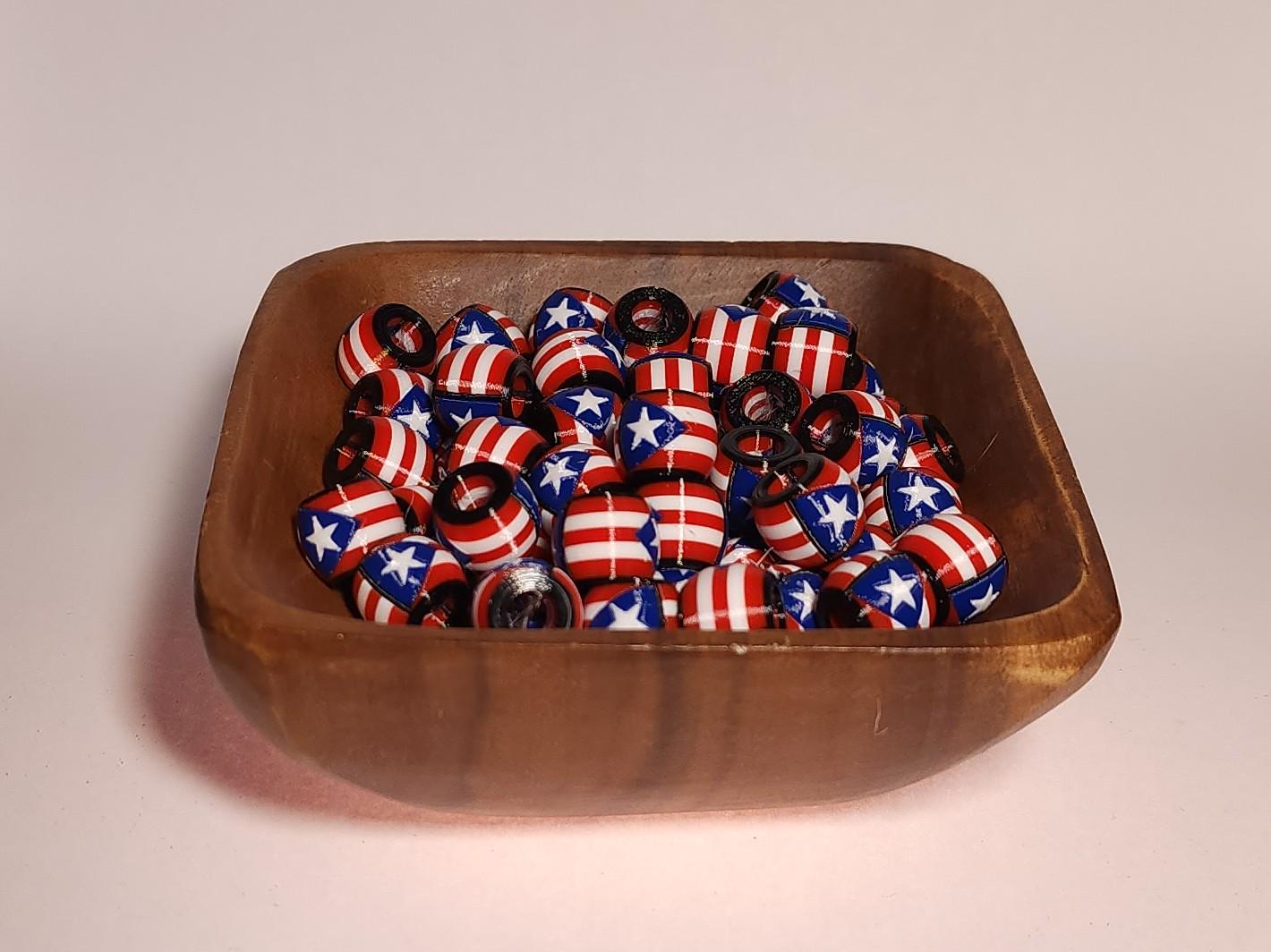 Caribbean Flag Jewelry Beads for Hair or Charms: Puerto Rico