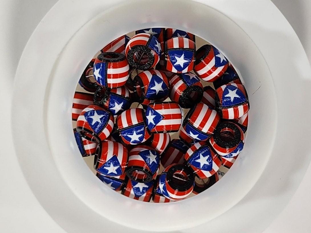 Caribbean Flag Jewelry Beads for Hair or Charms: Puerto Rico