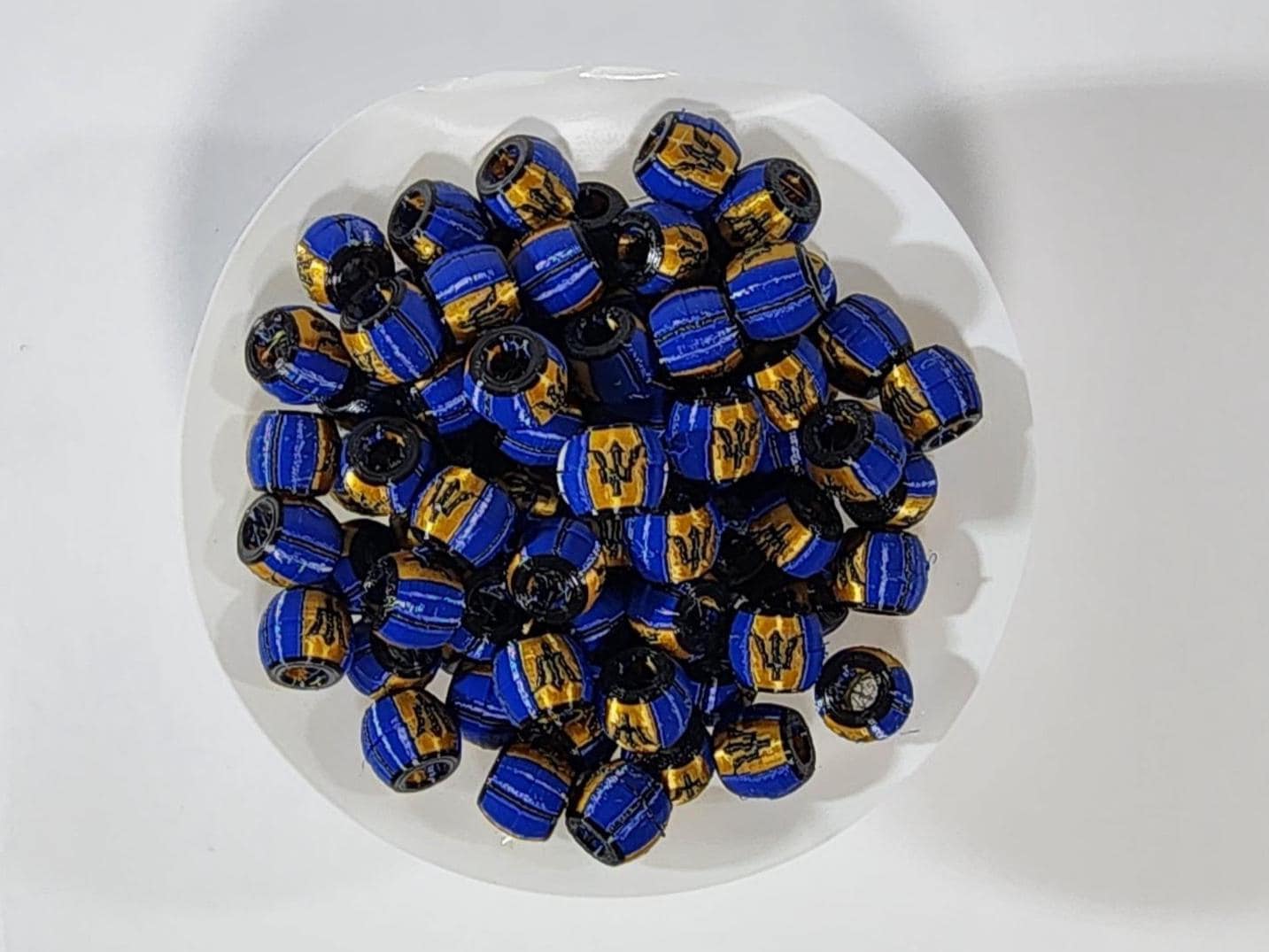 Caribbean Flag Jewelry Beads for Hair or Charms: Barbados
