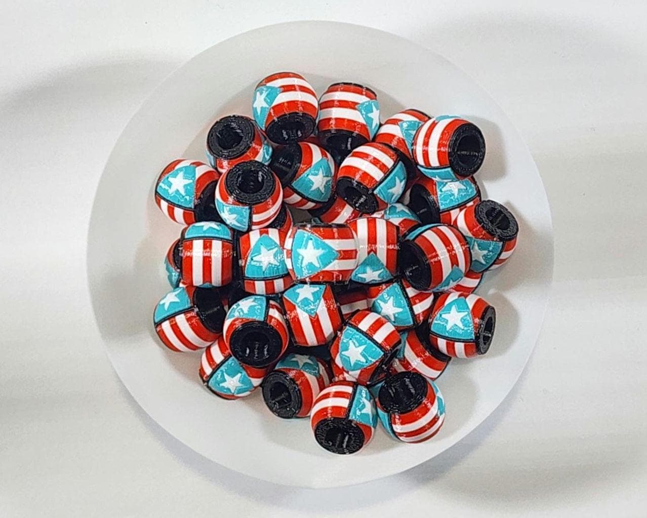 Caribbean Flag Jewelry Beads for Hair or Charms: Puerto Rico
