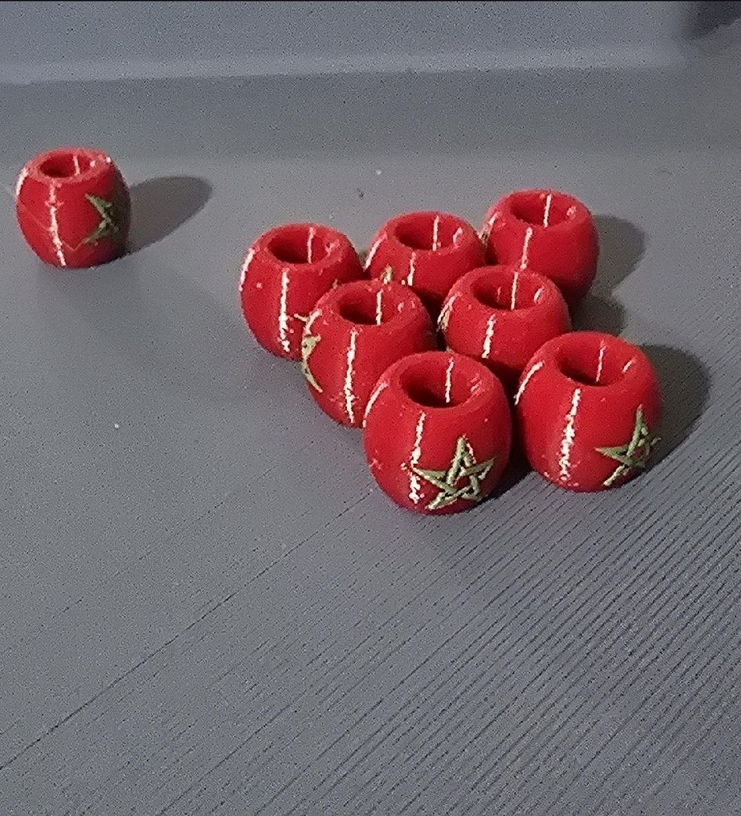 Moroccan Flag Jewelry Beads for Hair or Charms: Morocco