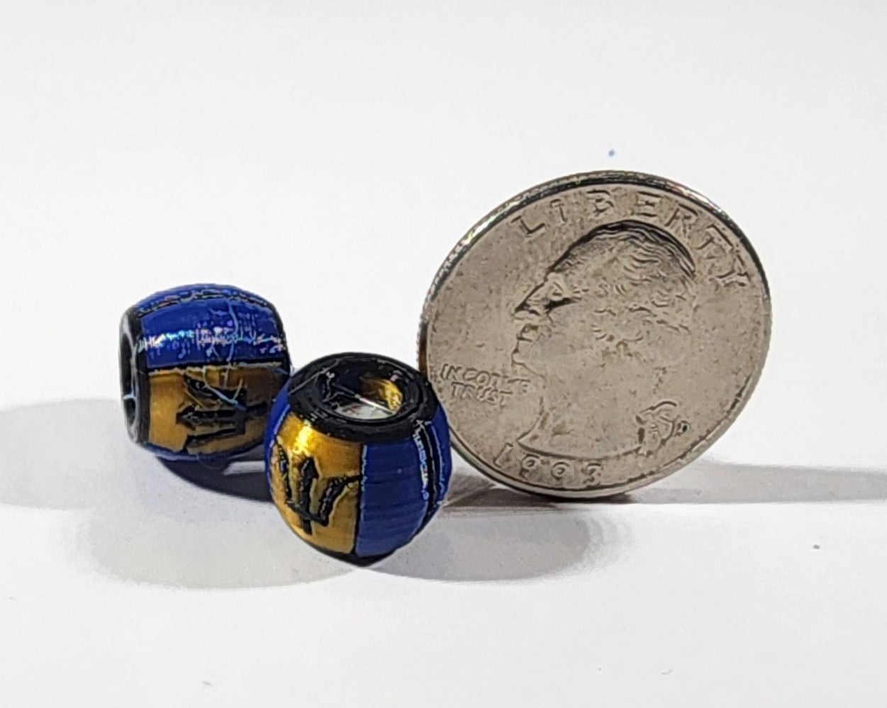 Caribbean Flag Jewelry Beads for Hair or Charms: Barbados (DISCOUNTED)