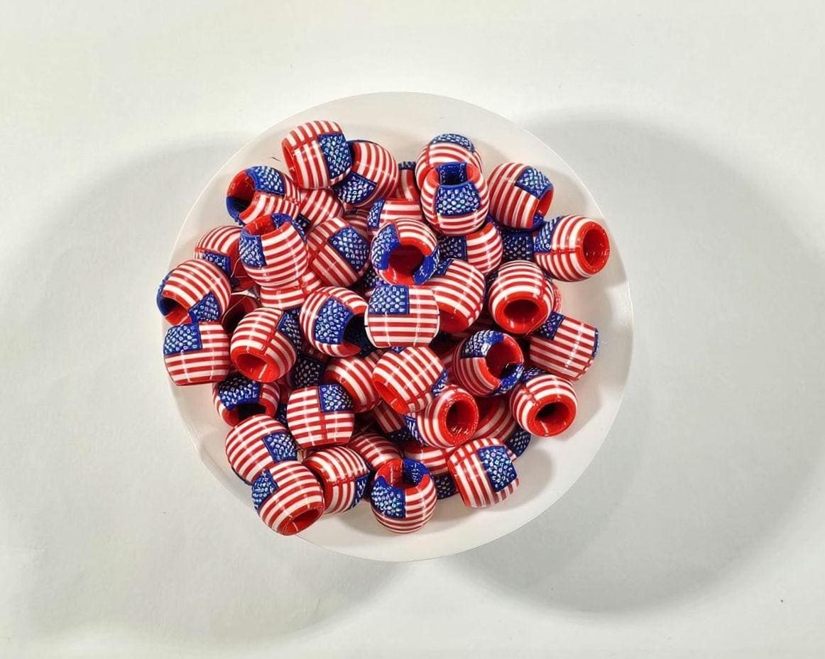 American Flag Jewelry Beads for Hair or Charms: USA